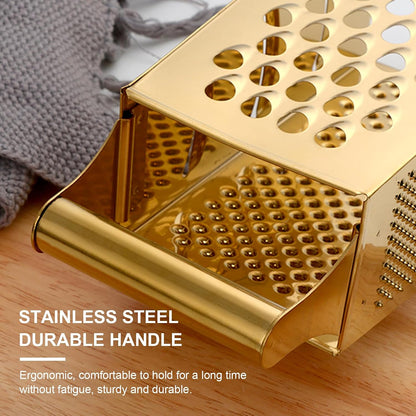 Rainbow Cheese Grater Handheld Grater for Kitchen, Stainless Steel 4 Sided Cheese Grater with Handle for Grinding Shredding & Slicing, Dishwasher Safe