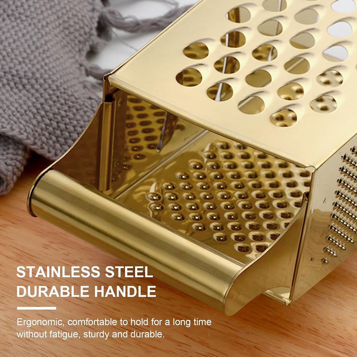 Rainbow Cheese Grater Handheld Grater for Kitchen, Stainless Steel 4 Sided Cheese Grater with Handle for Grinding Shredding & Slicing, Dishwasher Safe