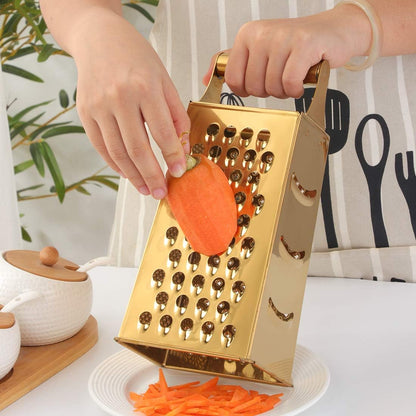 Rainbow Cheese Grater Handheld Grater for Kitchen, Stainless Steel 4 Sided Cheese Grater with Handle for Grinding Shredding & Slicing, Dishwasher Safe