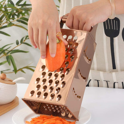 Rainbow Cheese Grater Handheld Grater for Kitchen, Stainless Steel 4 Sided Cheese Grater with Handle for Grinding Shredding & Slicing, Dishwasher Safe