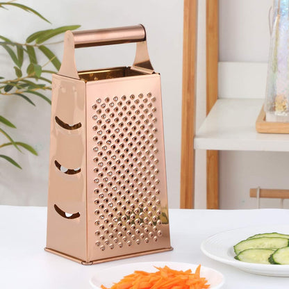 Rainbow Cheese Grater Handheld Grater for Kitchen, Stainless Steel 4 Sided Cheese Grater with Handle for Grinding Shredding & Slicing, Dishwasher Safe