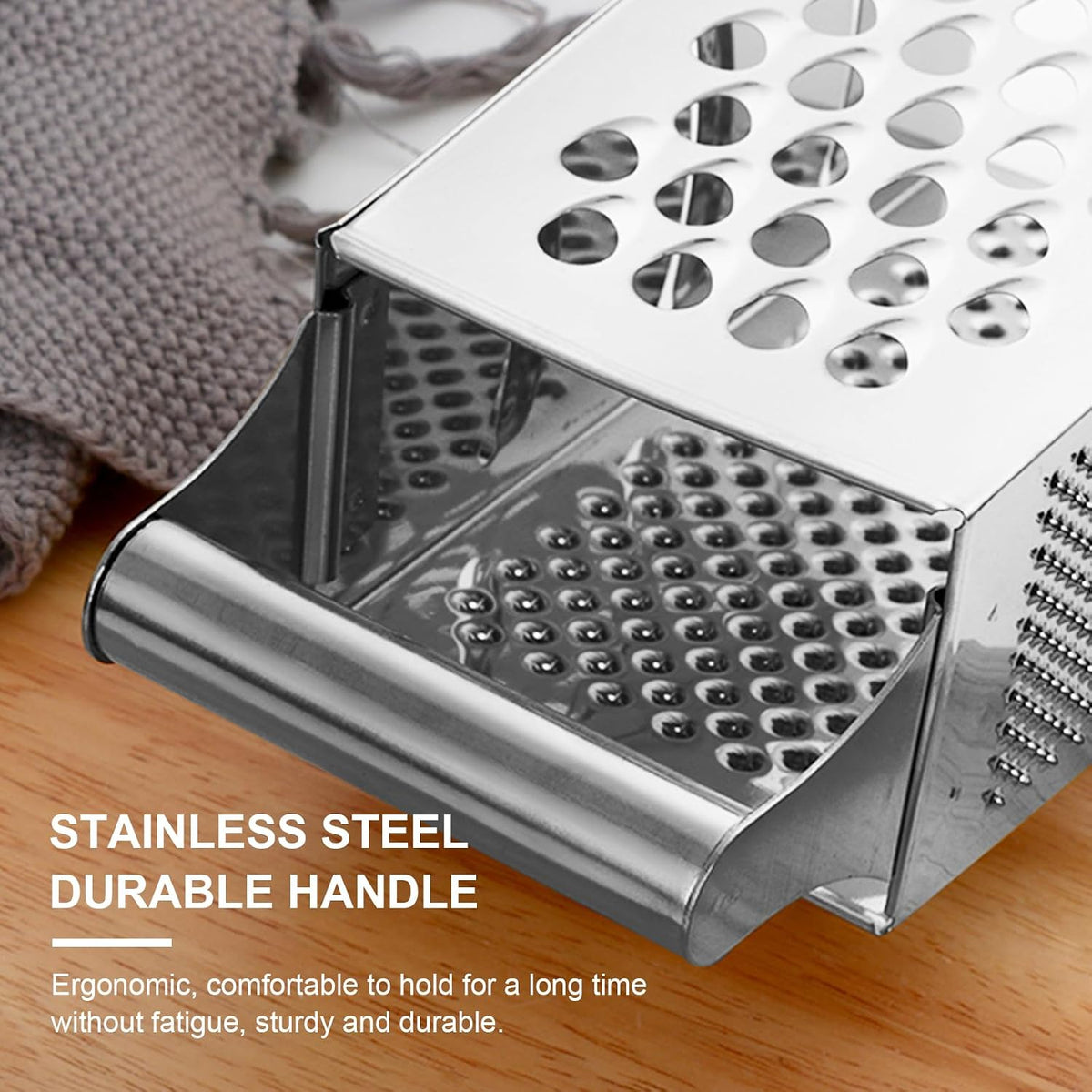 Rainbow Cheese Grater Handheld Grater for Kitchen, Stainless Steel 4 Sided Cheese Grater with Handle for Grinding Shredding & Slicing, Dishwasher Safe