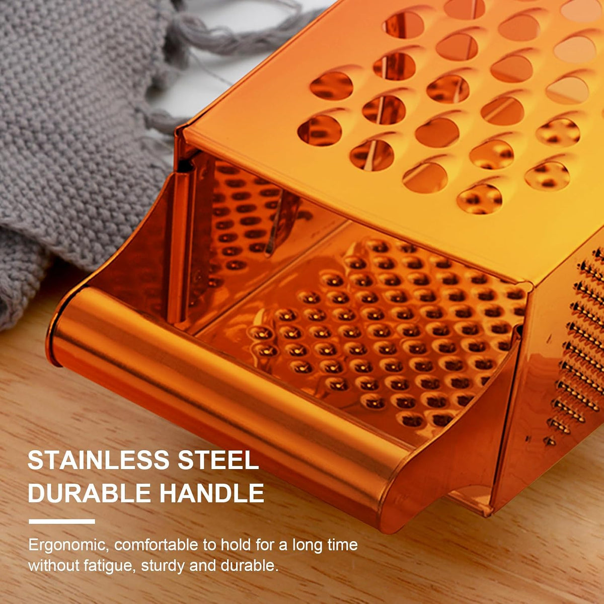 Rainbow Cheese Grater Handheld Grater for Kitchen, Stainless Steel 4 Sided Cheese Grater with Handle for Grinding Shredding & Slicing, Dishwasher Safe