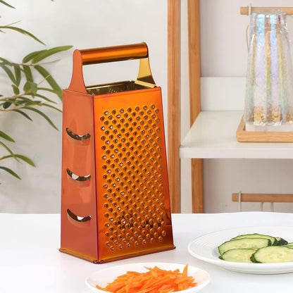 Rainbow Cheese Grater Handheld Grater for Kitchen, Stainless Steel 4 Sided Cheese Grater with Handle for Grinding Shredding & Slicing, Dishwasher Safe