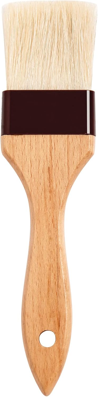 Solid-Ferrule Natural Boar Bristles Pastry Basting Brush, 2" x 8.25"