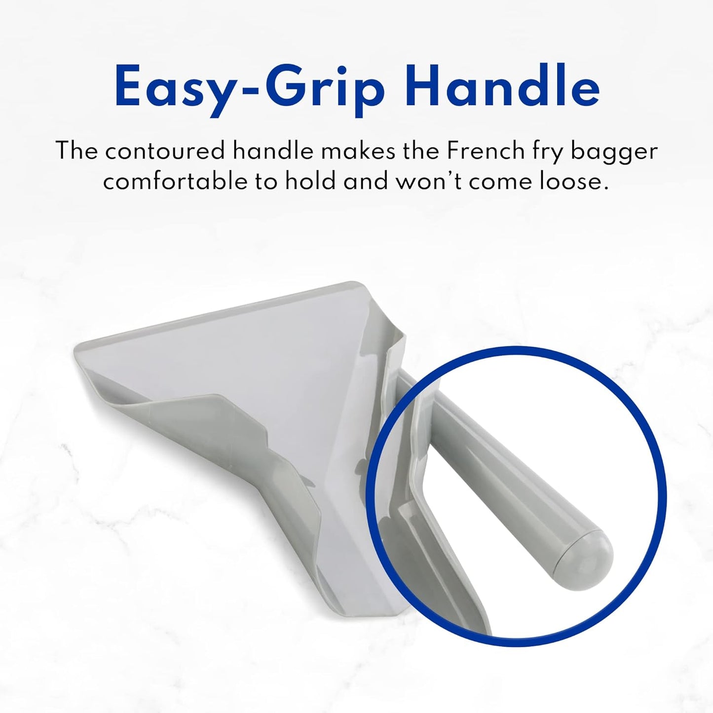 37814 Polycarbonate Commercial French Fry Bagger Right Handle, Gray
