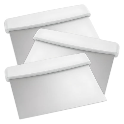 3-Pack 6" Stainless Steel Dough Cutter and Bench Scraper | White Handle | Cutter for Pizza Dough, Bread, and Pastry Dough | Multipurpose Kitchen Utensil