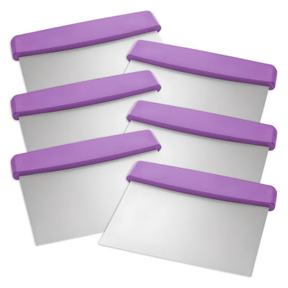 3-Pack 6" Stainless Steel Dough Cutter and Bench Scraper | White Handle | Cutter for Pizza Dough, Bread, and Pastry Dough | Multipurpose Kitchen Utensil