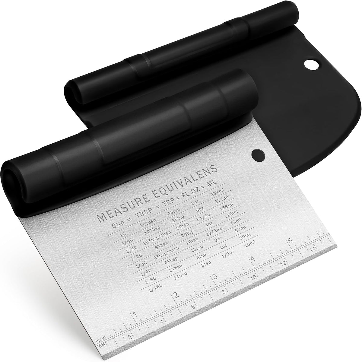 Bench Scraper for Baking, Stainless Steel Dough Cutter and Scraper Tool Kitchen, Kitchen Scraper Food Scraper Tool Pizza Cutter Food Chopper, Multi-Purpose Kitchen Gadgets, Black