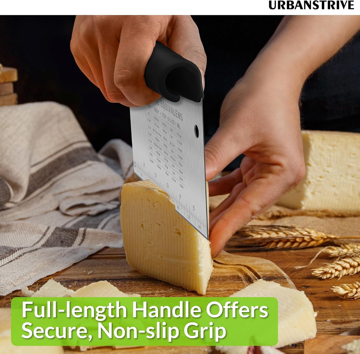 Bench Scraper for Baking, Stainless Steel Dough Cutter and Scraper Tool Kitchen, Kitchen Scraper Food Scraper Tool Pizza Cutter Food Chopper, Multi-Purpose Kitchen Gadgets, Black