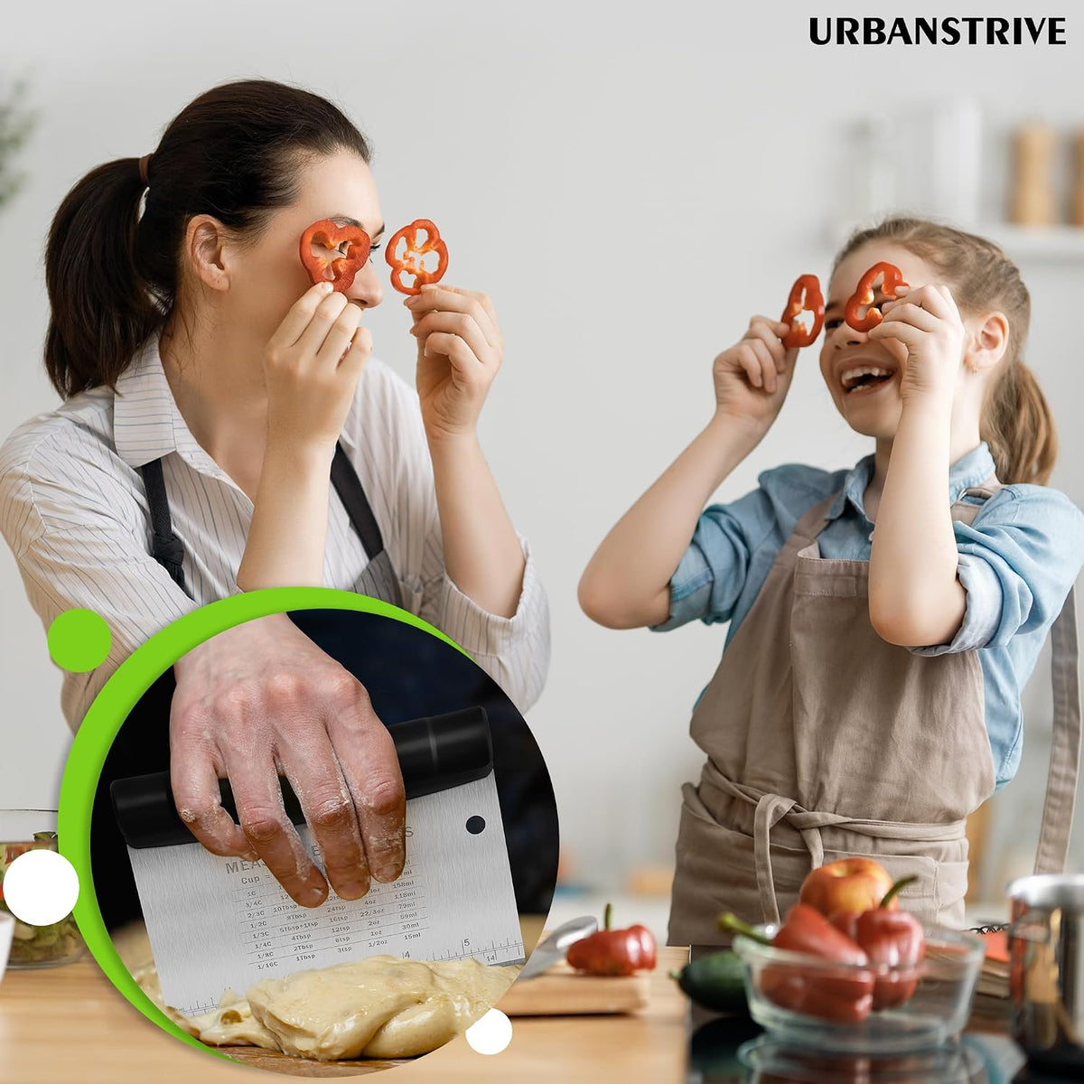 Bench Scraper for Baking, Stainless Steel Dough Cutter and Scraper Tool Kitchen, Kitchen Scraper Food Scraper Tool Pizza Cutter Food Chopper, Multi-Purpose Kitchen Gadgets, Black