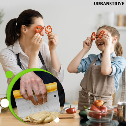 Bench Scraper for Baking, Stainless Steel Dough Cutter and Scraper Tool Kitchen, Kitchen Scraper Food Scraper Tool Pizza Cutter Food Chopper, Multi-Purpose Kitchen Gadgets, Black