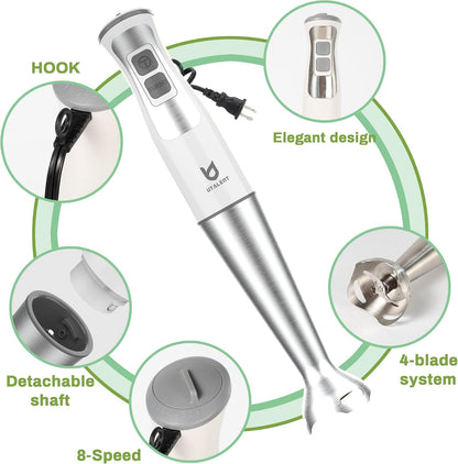 Immersion Hand Blender with chopper - Puree Baby Food, Sauce & Soup