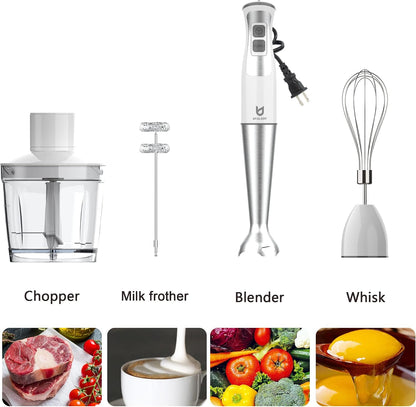 Immersion Hand Blender with chopper - Puree Baby Food, Sauce & Soup