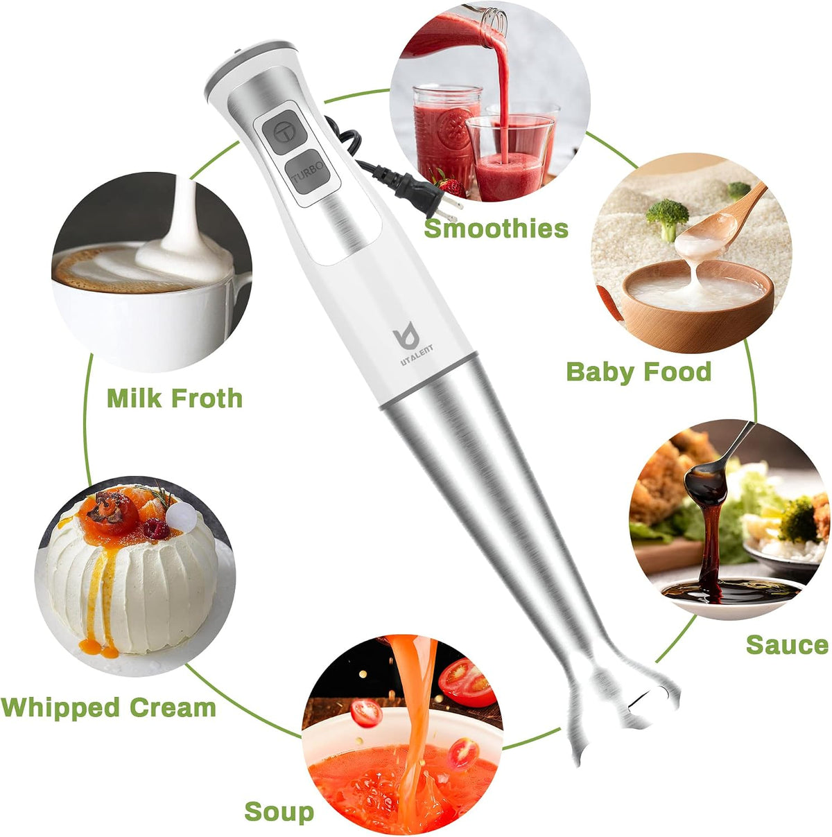 Immersion Hand Blender with chopper - Puree Baby Food, Sauce & Soup