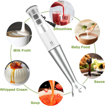 Immersion Hand Blender with chopper - Puree Baby Food, Sauce & Soup