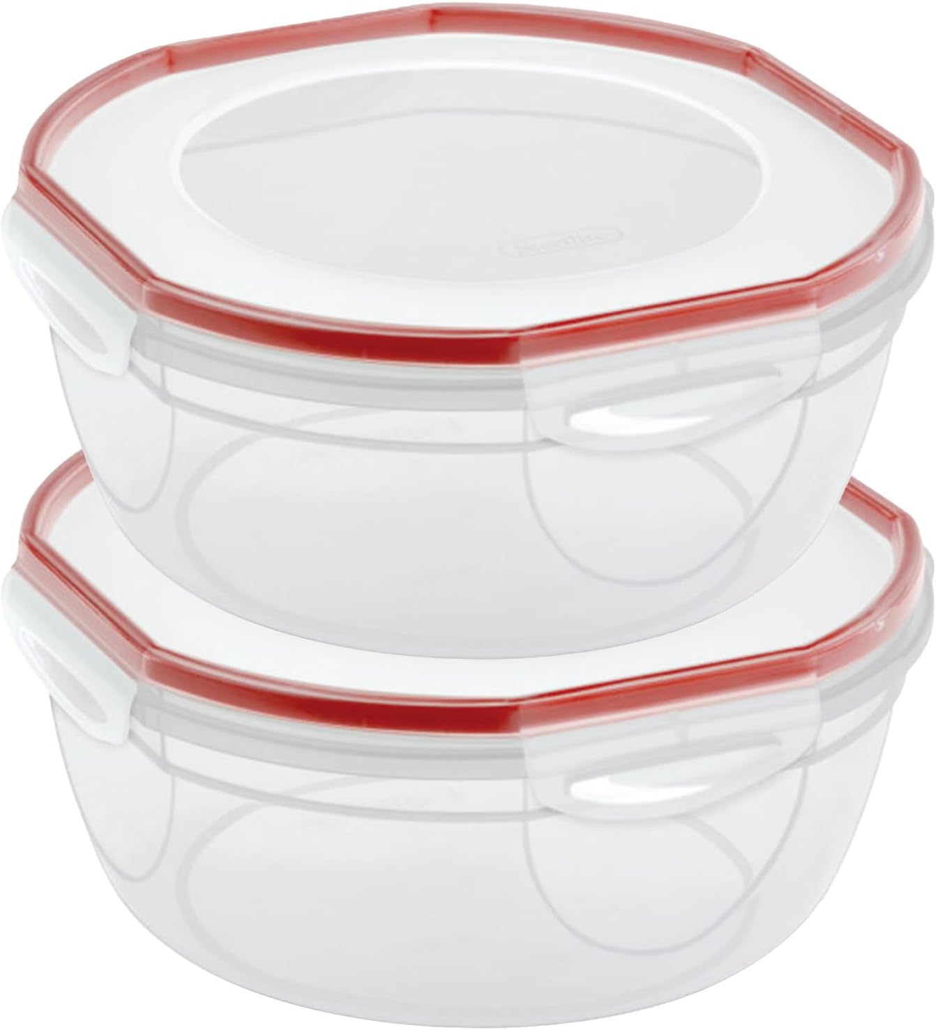 Ultra-Seal 8.1 Qt Bowl, Large Airtight Food Storage Container, Latching Lid, Microwave and Dishwasher Safe, Clear With Red Gasket, 2-Pack