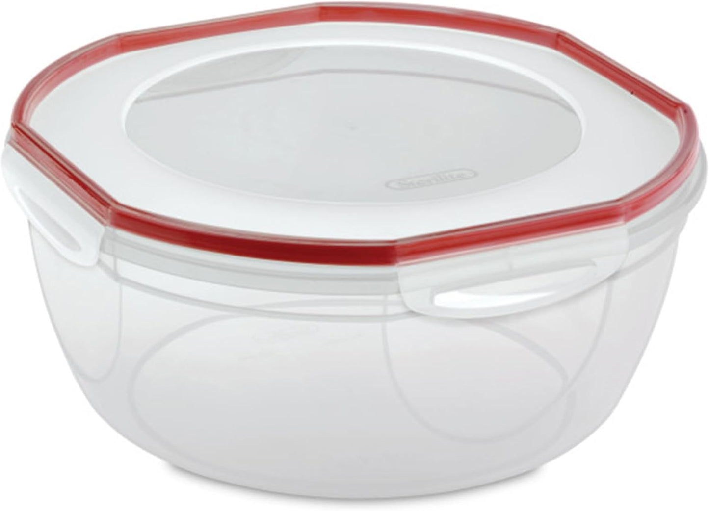 Ultra-Seal 8.1 Qt Bowl, Large Airtight Food Storage Container, Latching Lid, Microwave and Dishwasher Safe, Clear With Red Gasket, 2-Pack