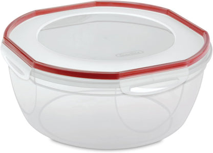 Ultra-Seal 8.1 Qt Bowl, Large Airtight Food Storage Container, Latching Lid, Microwave and Dishwasher Safe, Clear With Red Gasket, 2-Pack