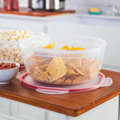 Ultra-Seal 8.1 Qt Bowl, Large Airtight Food Storage Container, Latching Lid, Microwave and Dishwasher Safe, Clear With Red Gasket, 2-Pack