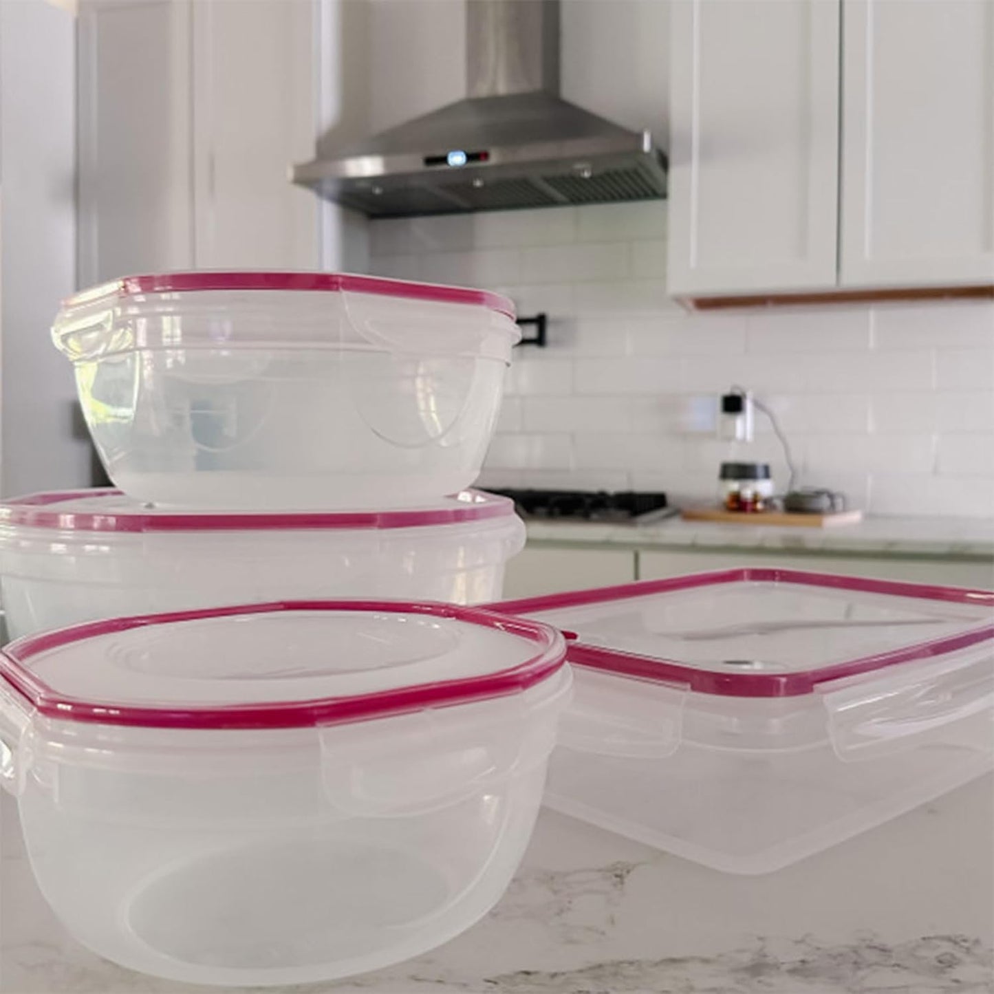 Ultra-Seal 8.1 Qt Bowl, Large Airtight Food Storage Container, Latching Lid, Microwave and Dishwasher Safe, Clear With Red Gasket, 2-Pack