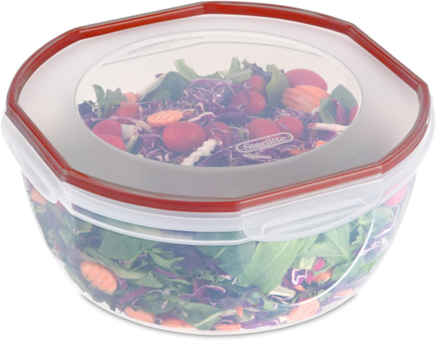 Ultra-Seal 8.1 Qt Bowl, Large Airtight Food Storage Container, Latching Lid, Microwave and Dishwasher Safe, Clear With Red Gasket, 2-Pack