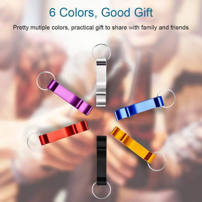 6PCS Colorful Key Chain Beer Bottle Openers for Bar and Home, 6 Color