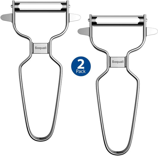 2 Pack Vegetable Peeler Stainless Steel for Kitchen - Y Peeler Safe to Use, Veggie Potato Fruit Carrot Cucumber Peeler, Easy to Peel & Clean