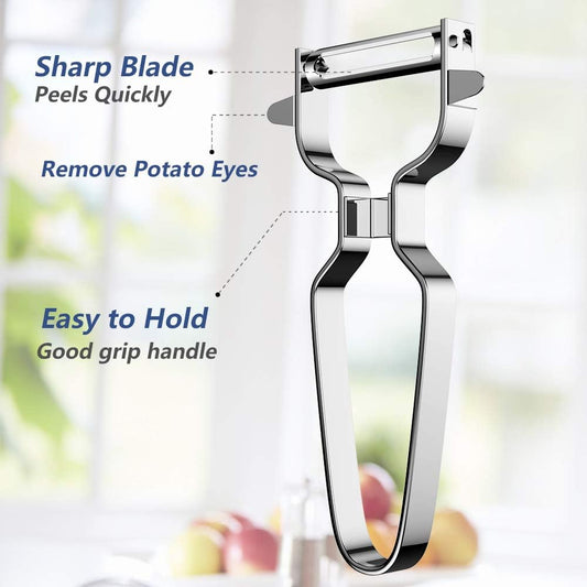 2 Pack Vegetable Peeler Stainless Steel for Kitchen - Y Peeler Safe to Use, Veggie Potato Fruit Carrot Cucumber Peeler, Easy to Peel & Clean