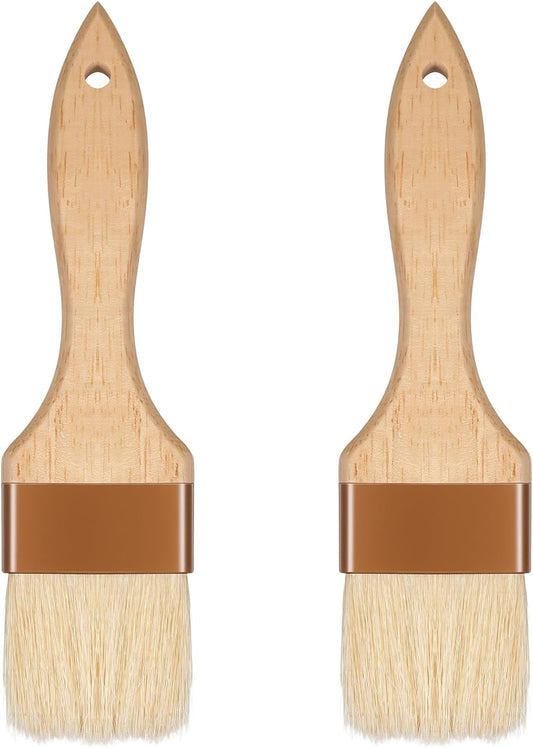 2 Pcs 2 inch Pastry Brush Bristle Basting Brushes Cooking Baking BBQ Oil Brush Food Brushes for Cooking Butter Oil Egg Marinade Grilling Durable Kitchen Marinade Butter Culinary Utensil