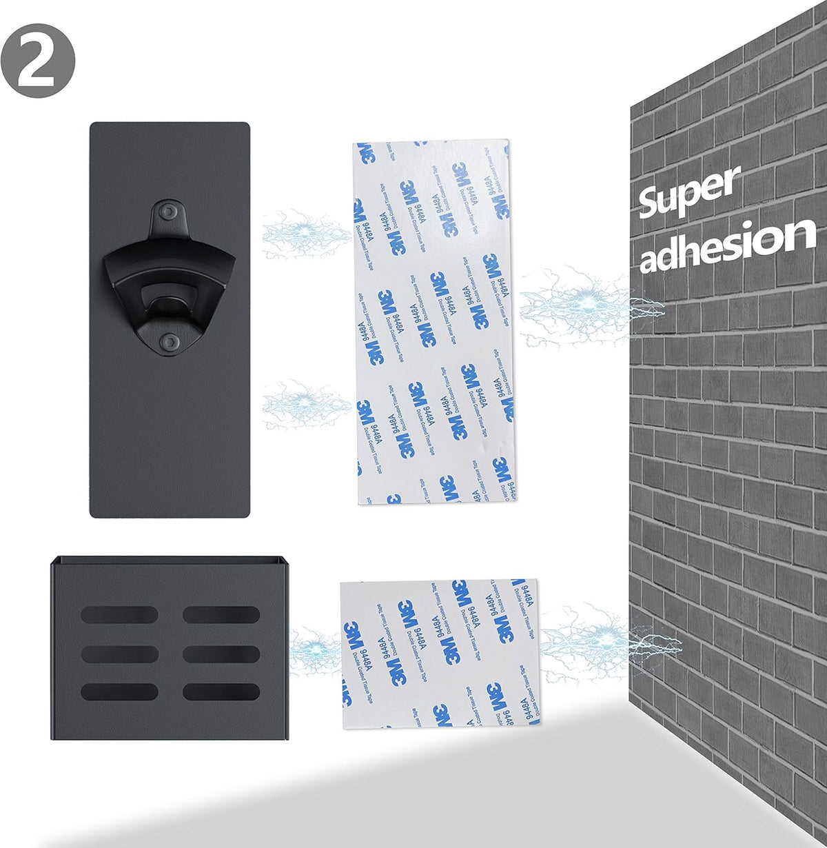 Magnetic Bottle Opener Wall Mounted with Cap Catcher (black)