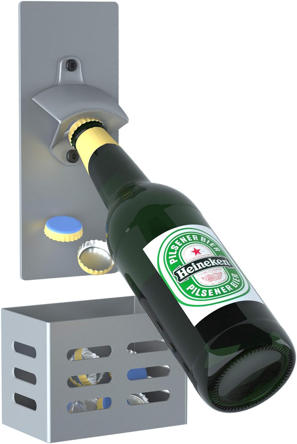 Magnetic Bottle Opener Wall Mounted with Cap Catcher (black)