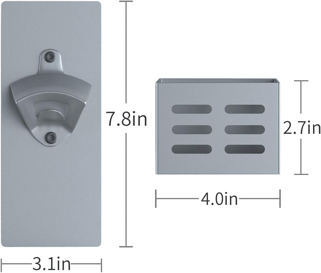 Magnetic Bottle Opener Wall Mounted with Cap Catcher (black)