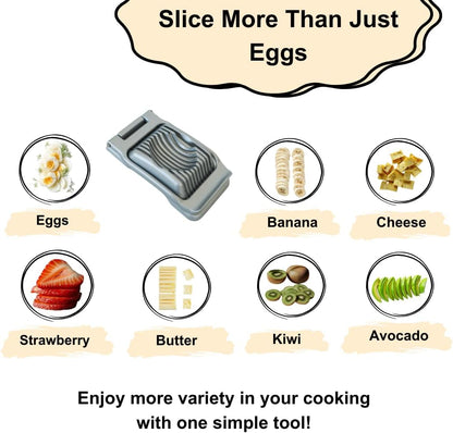 Egg Slicer, Stainless Steel Wires Dishwasher Safe Aluminum Alloy Heavy Duty Multipurpose Cutter For Hard Boiled Eggs or Strawberry, Butter, Kiwi