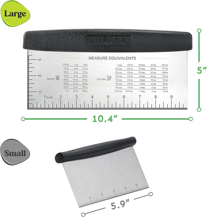 10-Inch Bench Scraper, Stainless Steel Dough Cutter with Scale