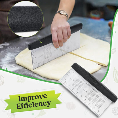 10-Inch Bench Scraper, Stainless Steel Dough Cutter with Scale