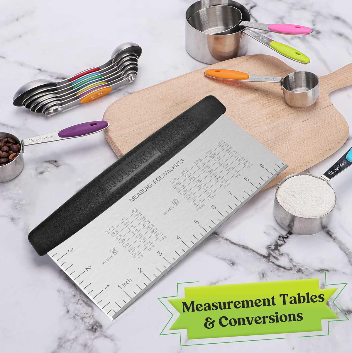 10-Inch Bench Scraper, Stainless Steel Dough Cutter with Scale
