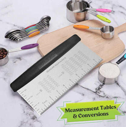 10-Inch Bench Scraper, Stainless Steel Dough Cutter with Scale