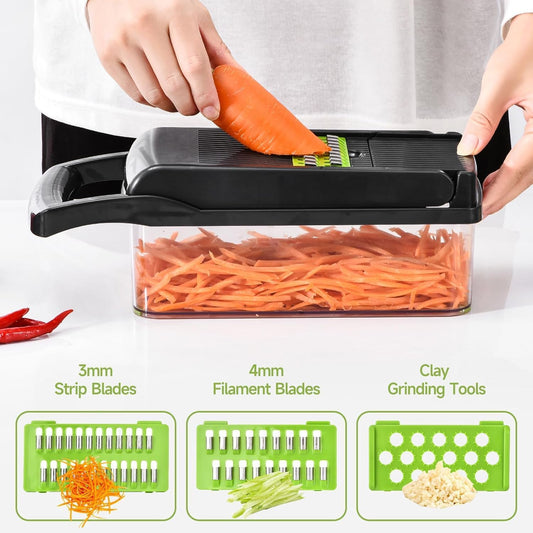 15 in 1 Vegetable Chopper, Food Veggie Chopper, Onion and Vegetable Slicer with Container, Dicer, Kitchen Gadget and Essential