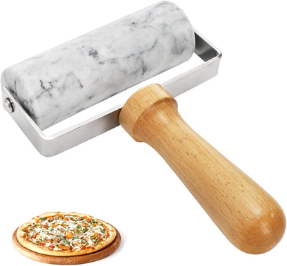 Marble Pizza Dough Roller, Non-Stick Pastry Rolling Pin with Wooden Handle, Small T-Type Roller Tool for Baking Tortilla, Pizza, Pie, Bread, Cookies