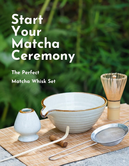 Matcha Whisk Set,Matcha Set,Matcha Kit,Matcha Bowl with Spout,Scoop,Sifter,Bamboo Whisk,Chasen Holder,Mothers Day Gifts for Mom Women her Grifend,Gifts for Christmas
