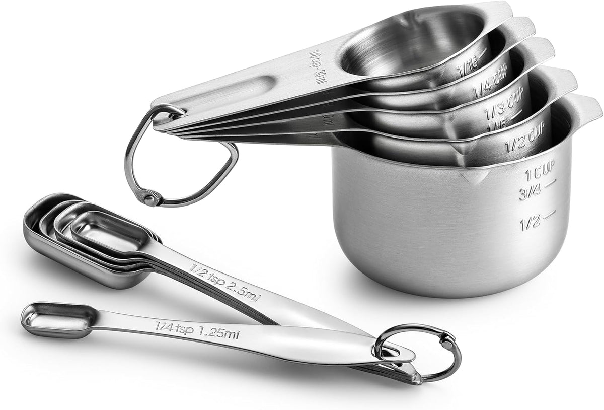 Stainless Steel Measuring Cups and Spoons Set of 14 w/Leveler