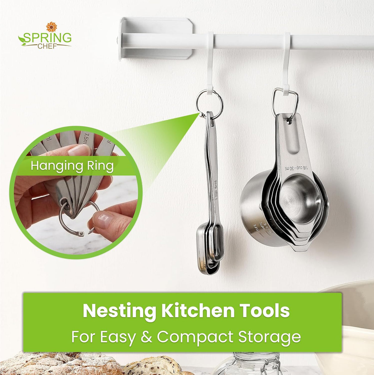 Stainless Steel Measuring Cups and Spoons Set of 14 w/Leveler