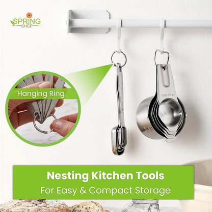 Stainless Steel Measuring Cups and Spoons Set of 14 w/Leveler