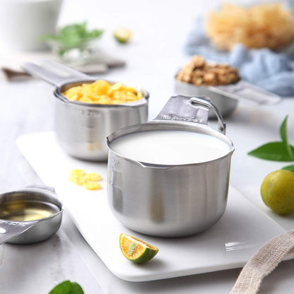Stainless Steel Measuring Cups and Spoons Set of 14 w/Leveler
