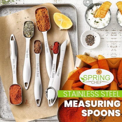 Stainless Steel Measuring Cups and Spoons Set of 14 w/Leveler