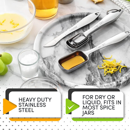 Stainless Steel Measuring Cups and Spoons Set of 14 w/Leveler
