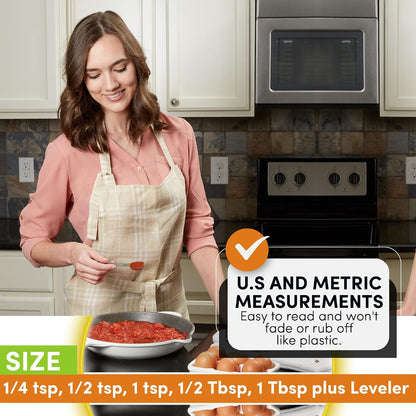 Stainless Steel Measuring Cups and Spoons Set of 14 w/Leveler