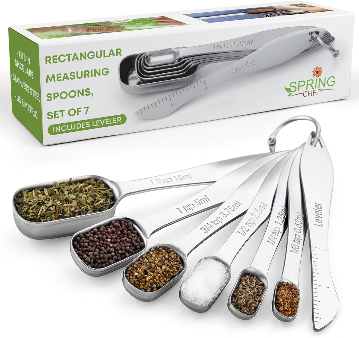 Stainless Steel Measuring Cups and Spoons Set of 14 w/Leveler