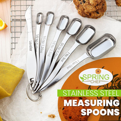 Stainless Steel Measuring Cups and Spoons Set of 14 w/Leveler